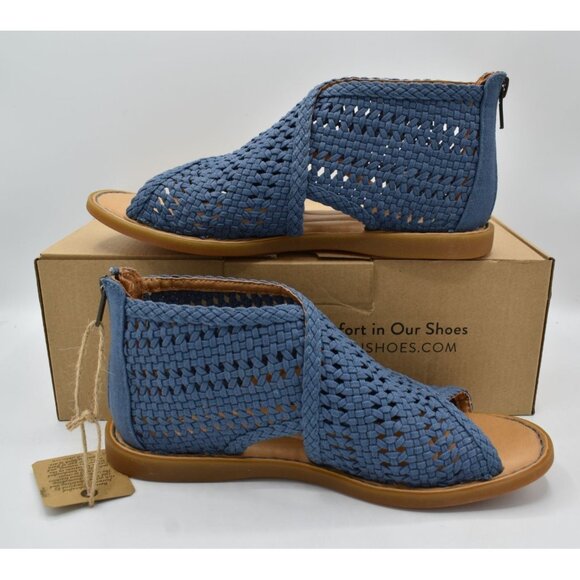 Born Womens Size 7 Iwa Mac Blue Zip Open Toe Sandals Shoes - Picture 5 of 13